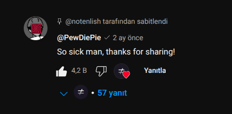 Pewdiepie's comment